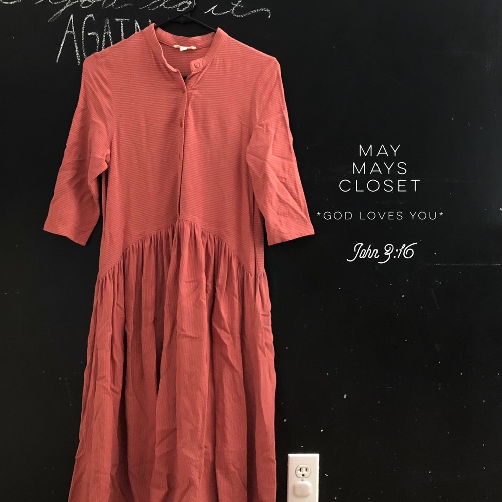 Hidden Alley Midi Dress Pockets Brick S Roolee